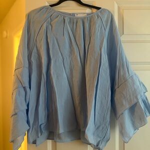 Light Blue Ruffled Sleeve Women’s Blouse